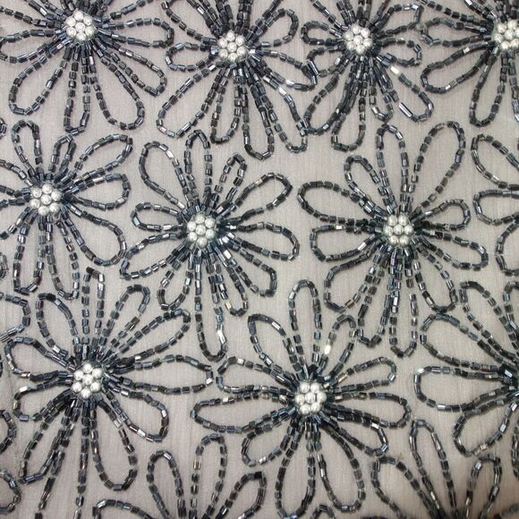 Vintage 100% Silk Papell Boutique Evening Black Silver Beaded Sequin Top MED - Picture 4 of 9